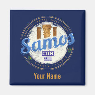 Samos-Insel in Griechenland Retro-Urlaub Magnet