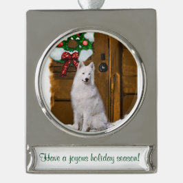 Samotische Personalisierte Weihnachten Banner-Ornament Silber