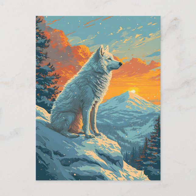 Samotischer Winterwald bei Sonnenuntergang Postkarte (Vorderseite)