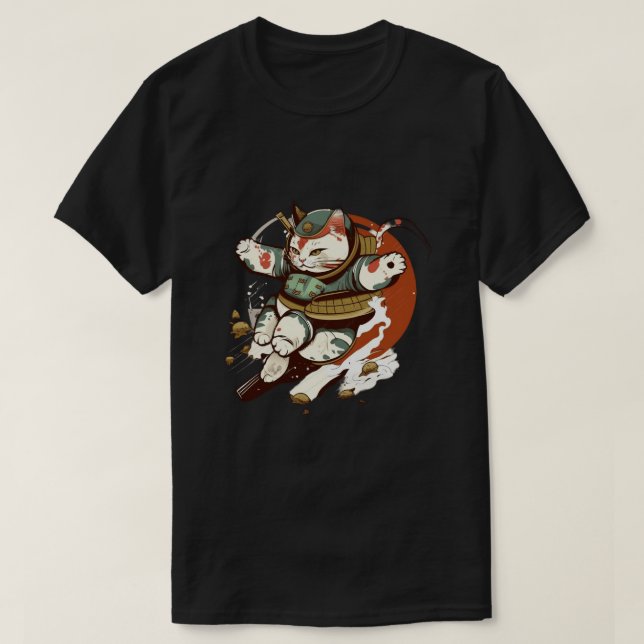 Samouraï japonais Chat Homme et T-shirt femme (Design devant)