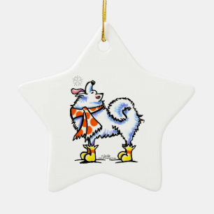 Samoyed American Eskimo Dog Snowflake Keramik Ornament