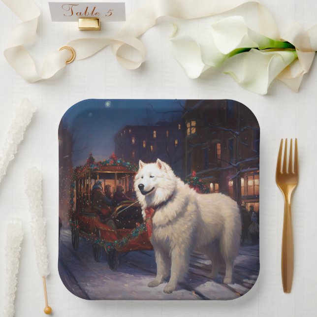 Samoyed Christmas Festivals Jahreszeit Pappteller (Hochzeit)