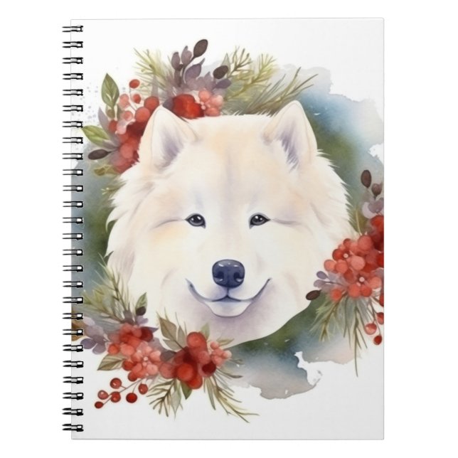 Samoyed Christmas Wreath Festivals Notizblock (Vorderseite)