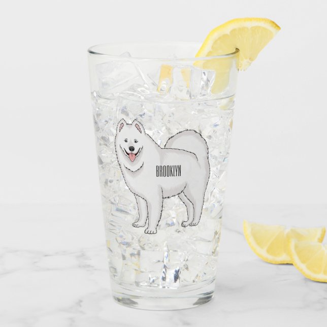 Samoyed dog cartoon illustration glas (Rückseite Ice)