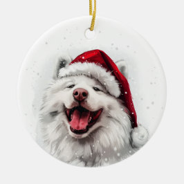 Samoyed Dog Christmas Personalized Keramik Ornament