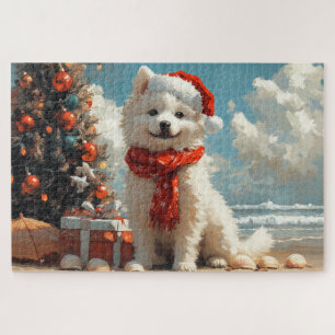 Samoyed Dog Christmas Vintag Beach