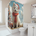 Samoyed Dog Christmas Vintag Beach Duschvorhang<br><div class="desc">Bringen Sie die Wärme der Ferien an die Küste mit diesem charmanten, Vintag inspirierten Design, das einen festlichen Hund auf einem ruhigen Strand besticht. Mit einer klassischen Touch nostalgischer Töne und Küstenstöcke erweckt dieses Kunstwerk den Zauber der Weihnachtszeit am Meer. Dieses Design ist perfekt für den gelungenen Urlaub geeignet und...</div>