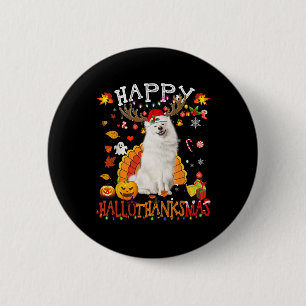 Samoyed Dog Halloween Weihnachtshund Happy Halloth Button