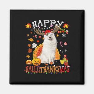 Samoyed Dog Halloween Weihnachtshund Happy Halloth Magnet