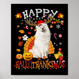 Samoyed Dog Halloween Weihnachtshund Happy Halloth Poster