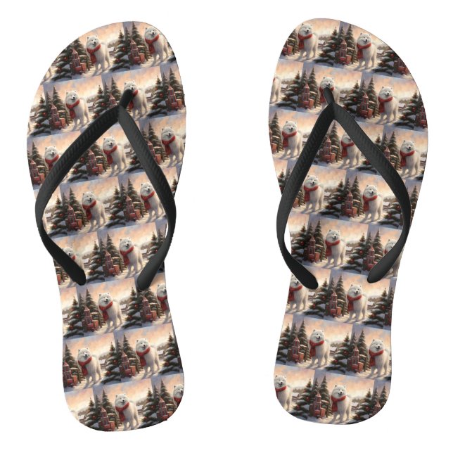 Samoyed Dog in Schneehochweihen Flip Flops (Fußbett)