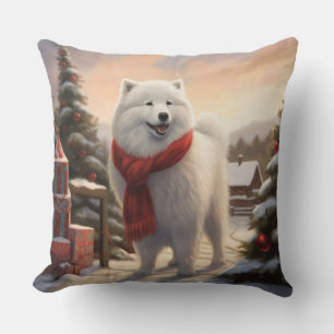 Samoyed Dog in Schneehochweihen Kissen
