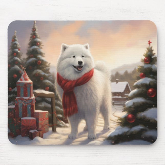 Samoyed Dog in Schneehochweihen Mousepad (Vorne)