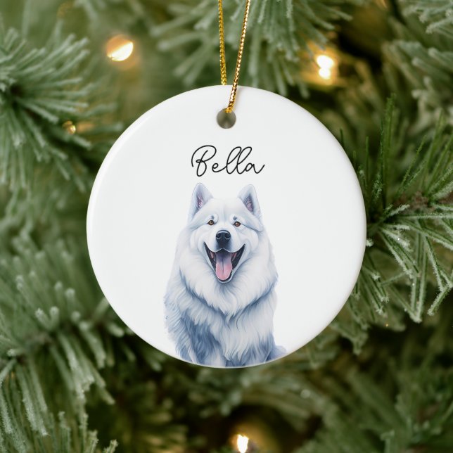 Samoyed Dog Individuelle Name Keramik Ornament (Baum)