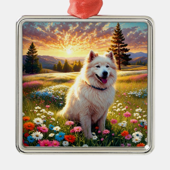Samoyed Dog   Ornament Aus Metall (Vorne)