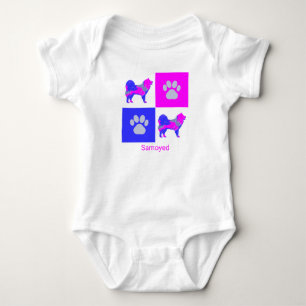 Samoyed Dog & Paw Niedlich Pink Silhouette Baby Strampler
