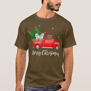 Samoyed Dog Riding Red Truck Weihnachten T-Shirt