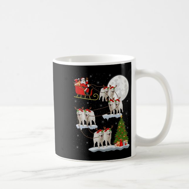Samoyed Dog Santa Sleigh Flying Funny Magical Chri Kaffeetasse (Rechts)