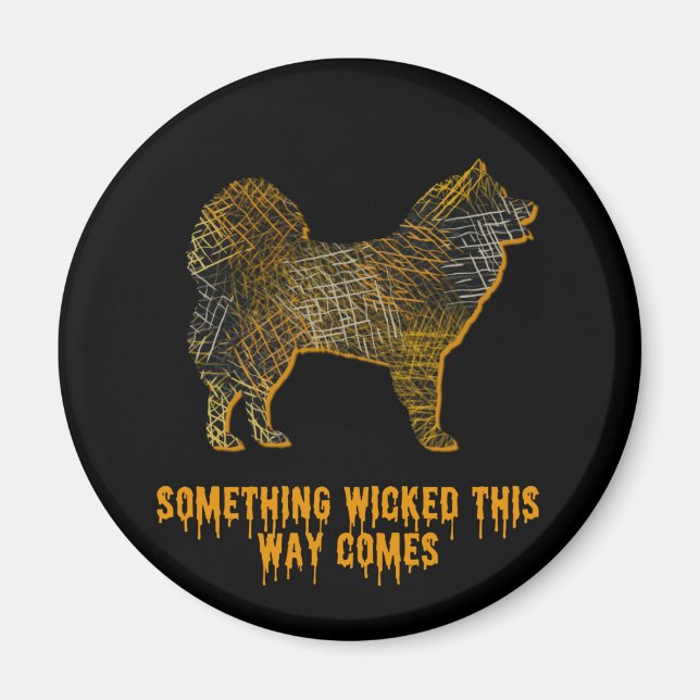Samoyed Dog Silhouette Fun Halloween Magnet (Vorne)