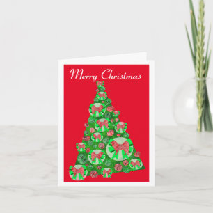 Samoyed Dog Silhouette Weihnachtsbaum Red Karte