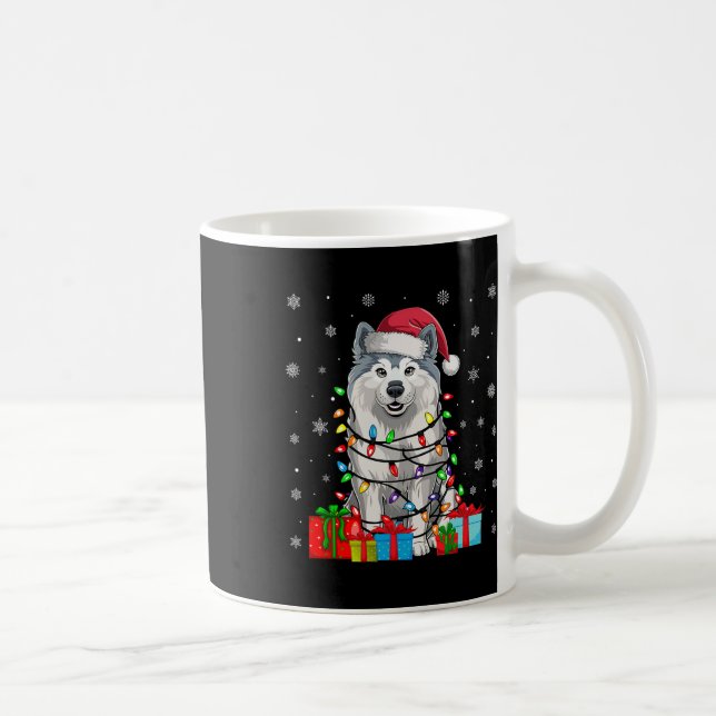 Samoyed Dog Ugly Xmas Lights Weihnachtsmannmütze S Kaffeetasse (Rechts)