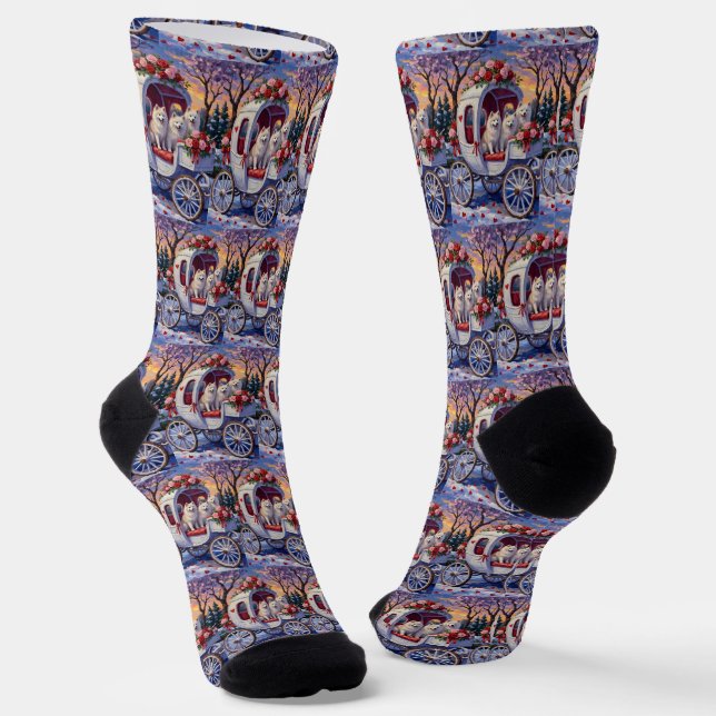 Samoyed Dog Valentine's Day  Socken (Gewinkelt)