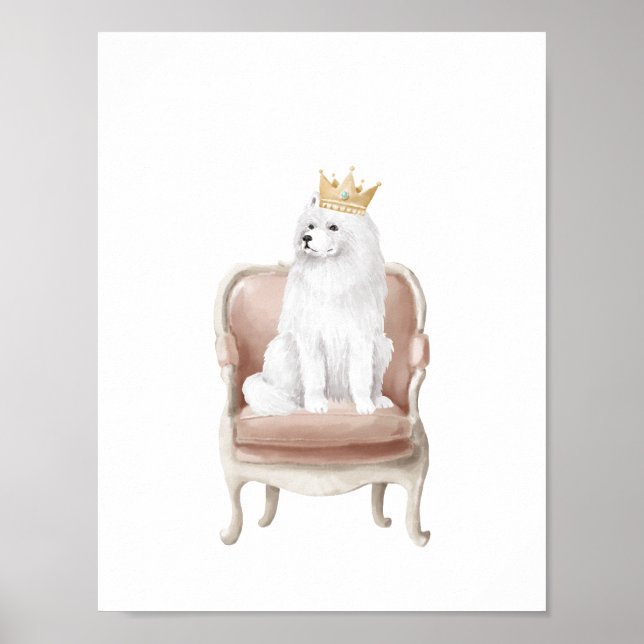 Samoyed Dog Wear Royal Crown Poster (Vorne)