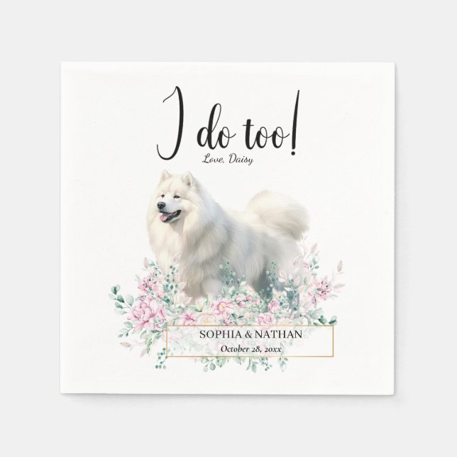 Samoyed Dog Wedding Cocktail Napkins Serviette (Vorderseite)