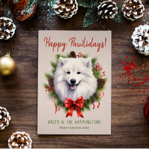 Samoyed Dog Weihnachten glücklich Pawlidays Urlaub