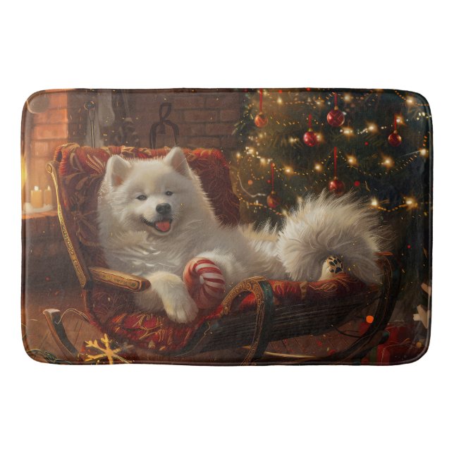 Samoyed Dog Weihnachtsfest Badematte (Vorderseite)