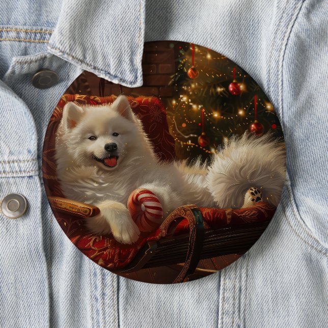 Samoyed Dog Weihnachtsfest Button (Beispiel)