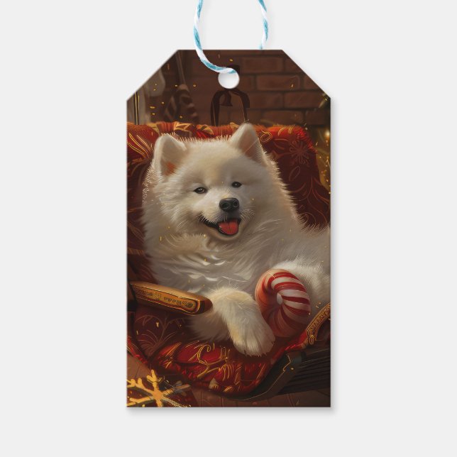 Samoyed Dog Weihnachtsfest Geschenkanhänger (Vorderseite)