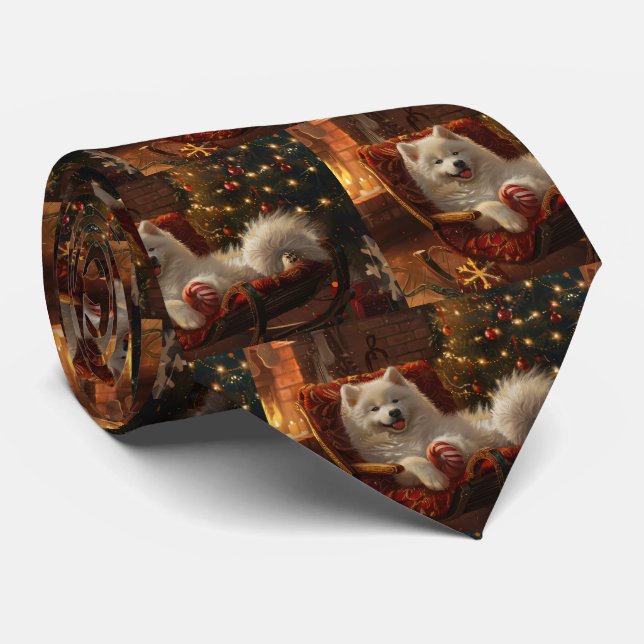 Samoyed Dog Weihnachtsfest Krawatte (Gerollt)