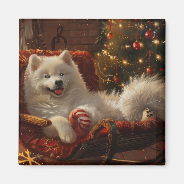 Samoyed Dog Weihnachtsfest Magnet (Vorne)
