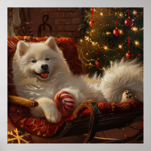 Samoyed Dog Weihnachtsfest Poster
