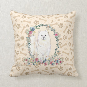 Samoyed Dow Print & Floral Niedlich Kissen