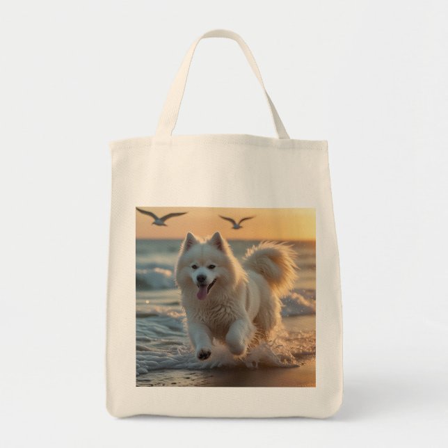 Samoyed Élégant Sac fourre-tout d'épicerie (Devant)