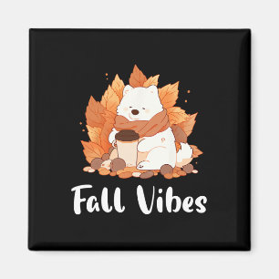 Samoyed Fall Vibes Funny Dog Pumpkin GewürzLatte Magnet