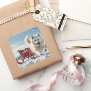 Samoyed Festivals Weihnachten Quadratischer Aufkleber