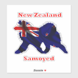 Samoyed & Flag L 8in Vinyl-Aufkleber für den Sonde Aufkleber