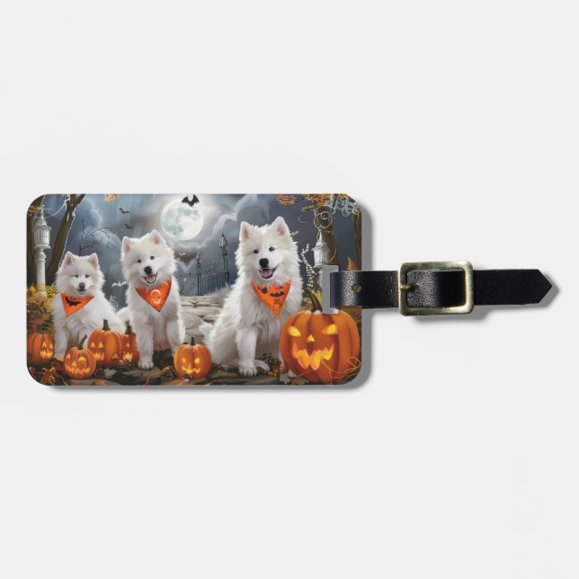 Samoyed Halloween Spooky Gepäckanhänger (Vorderseite horizontal)