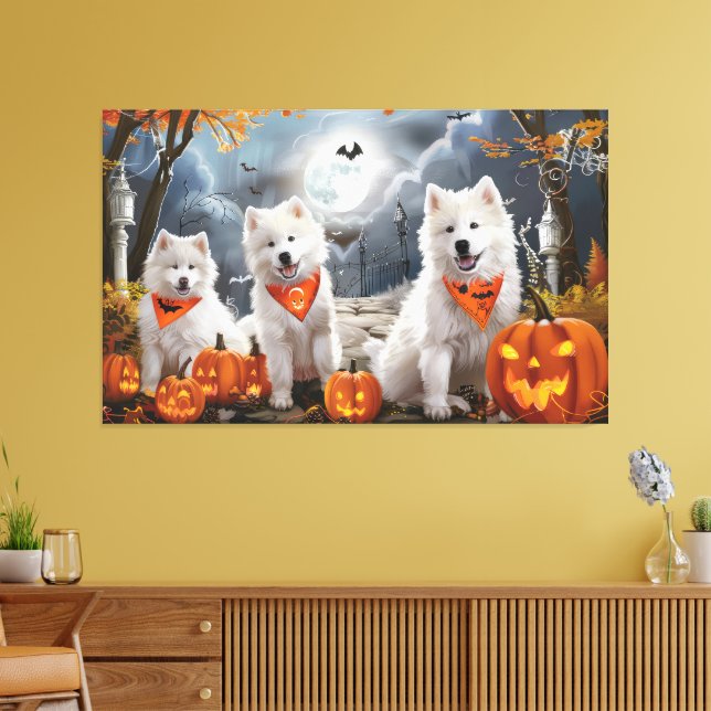 Samoyed Halloween Spooky Leinwanddruck (Insitu (Wohnzimmer))