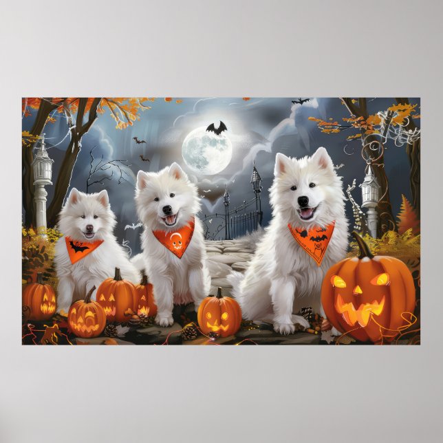 Samoyed Halloween Spooky Poster (Vorne)