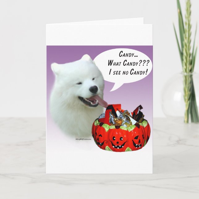 Samoyed-Halloween-Süßigkeit Karte (Vorderseite)