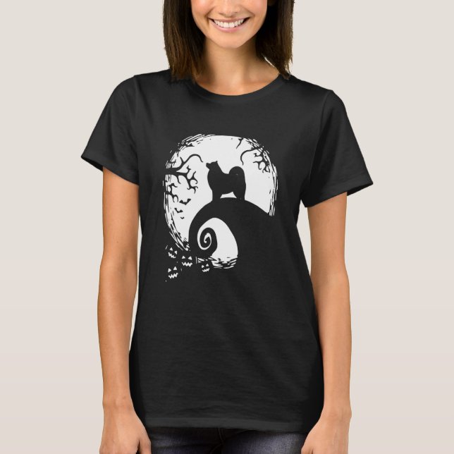 Samoyed Halloween unter dem Mondlicht Spooky Hund T-Shirt (Vorderseite)