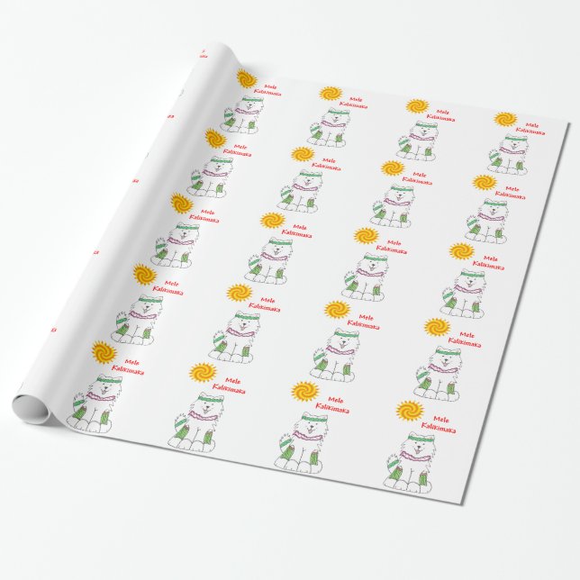 Samoyed-Hawaiianer-Weihnachten Geschenkpapier (Ungerollt)