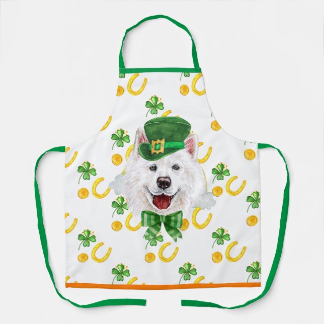 Samoyed Holiday Wohngestaltung St Patrick's Day Hu Schürze (Vorderseite)