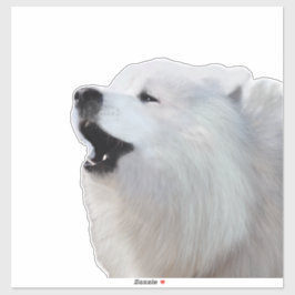Samoyed Howl; Custom Cut Clear Vinyl Sticker XL