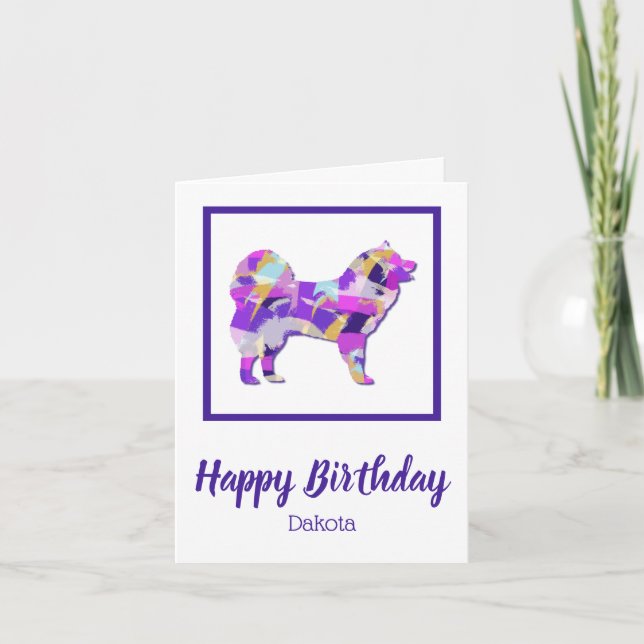 Samoyed Hund Silhouette Niedliche Lila PY&B Karte (Vorderseite)