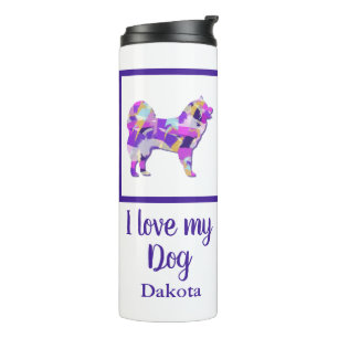 Samoyed Hund Silhouette Niedliche Lila PY&B Thermosbecher
